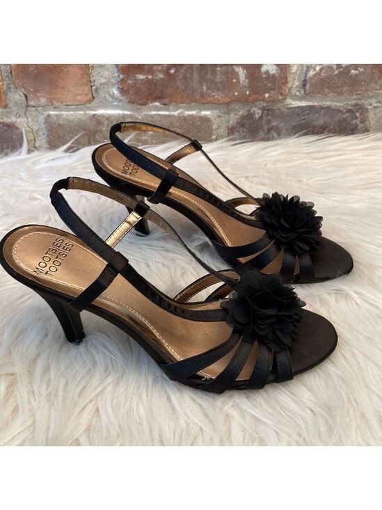 Mootsies Tootsies Shoes - Mootsies Tootsies Black Strappy Slingback Heels, Size 6.5M